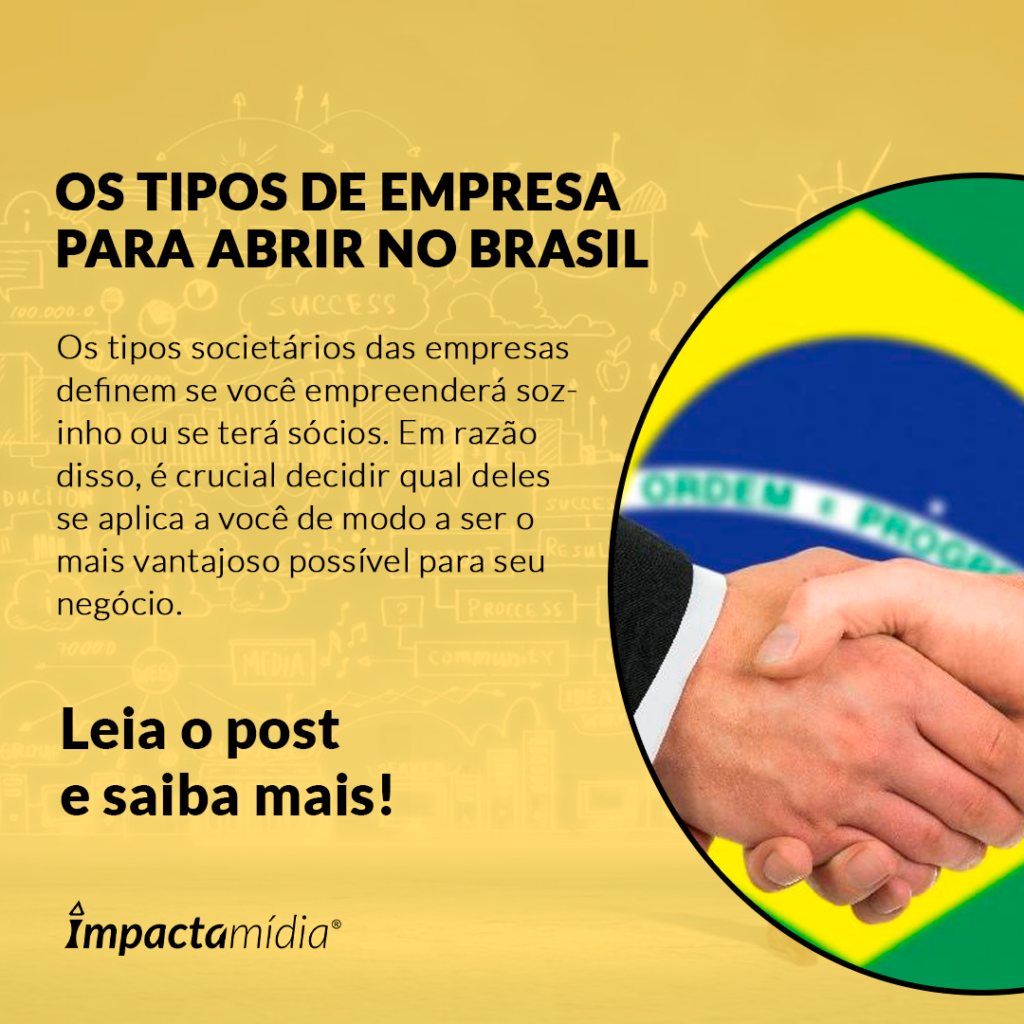 Os tipos de empresa para abrir no Brasil